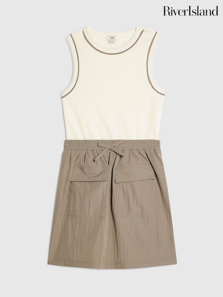 Brown - River Island Hybrid Nylon Dress