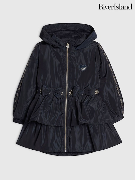 Navy Blue - River Island Frill Bow Raincoat