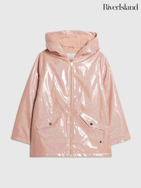 Pink - River Island Glitter Rain Trench Coat