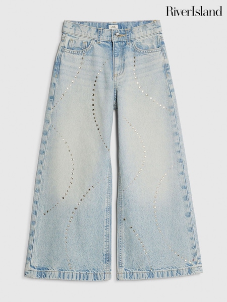 Blue - River Island Hotfix Wide Leg Jeans