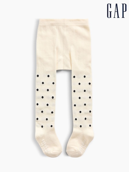 Cream Polka Dot - Gap Pull On Ribbed Tights