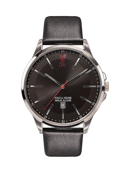Black - Regular Liverpool Football Club Adult Silver Sleek Watch With Strap