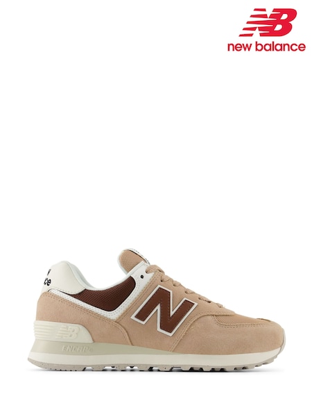 New Balance Beige/Red Womens 574 Trainers (589182) | £95