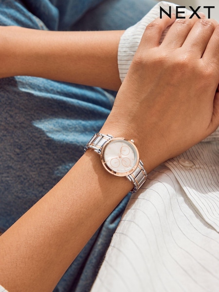 Silver Tone Boyfriend Mixed Metal Mini Watch (589694) | £38