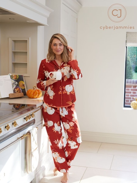 Orange - Cyberjammies Autumn Pumpkin Print Pyjamas Set