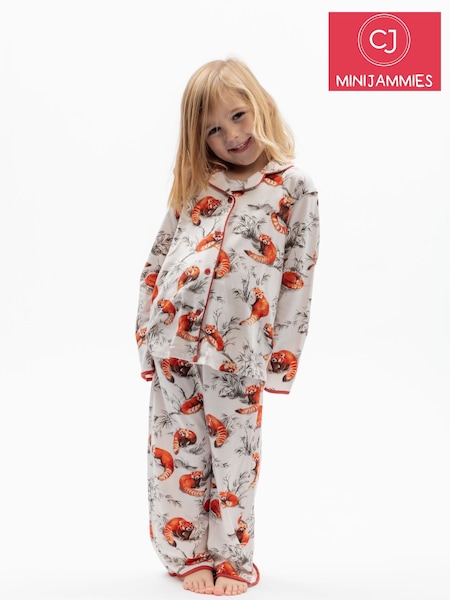 Red - Cyberjammies Panda Printed Jersey Long Sleeve Pyjamas Set