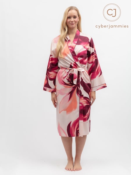 Pink - Cyberjammies Floral Print Long Dressing Gown