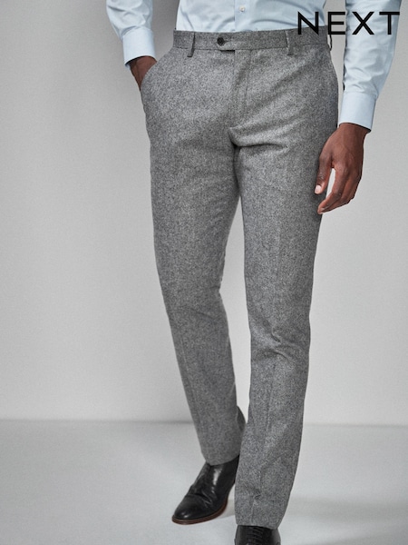 Grey Slim Fit Wool Blend Donegal Suit Trousers (590074) | £59