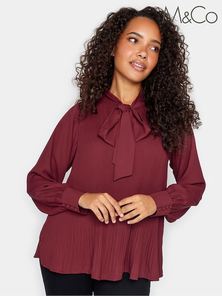 M&Co Red Pleated Bow Blouse (590610) | £34