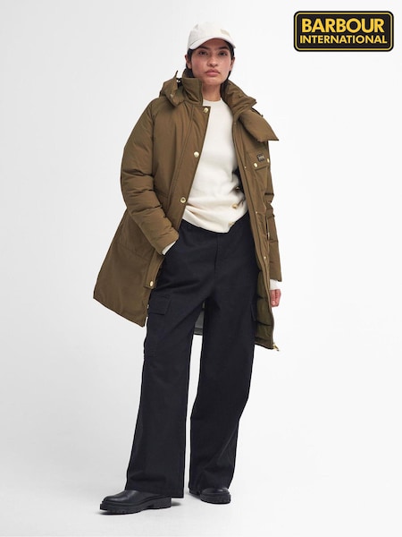 Barbour® International Christa Showerproof Longline Puffer Coats (590821) | £229