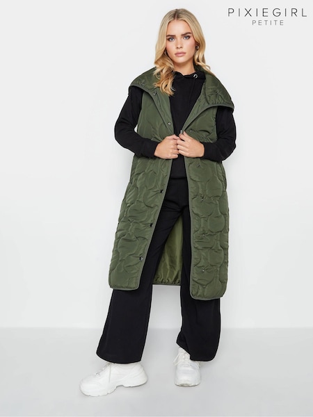 PixieGirl Petite Green Funnel Neck Quilt Gilet (590905) | £50