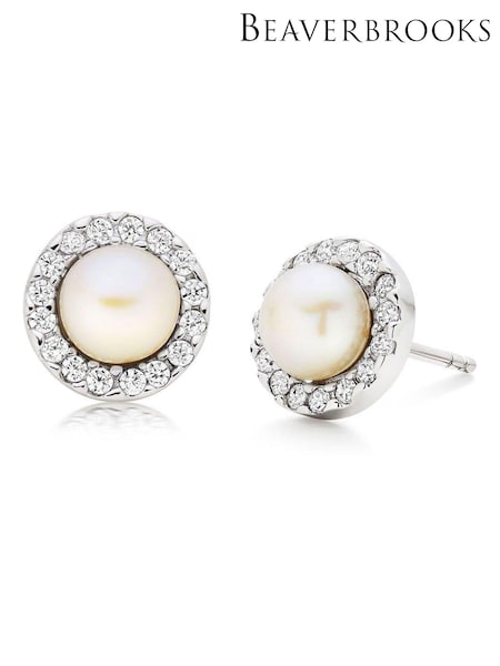 Beaverbrooks Freshwater Cultured Pearl And Cubic Zirconia Earrings (591219) | £55