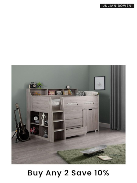 Julian Bowen Oak Kids Multi Storage Mid Sleeper (591412) | £600