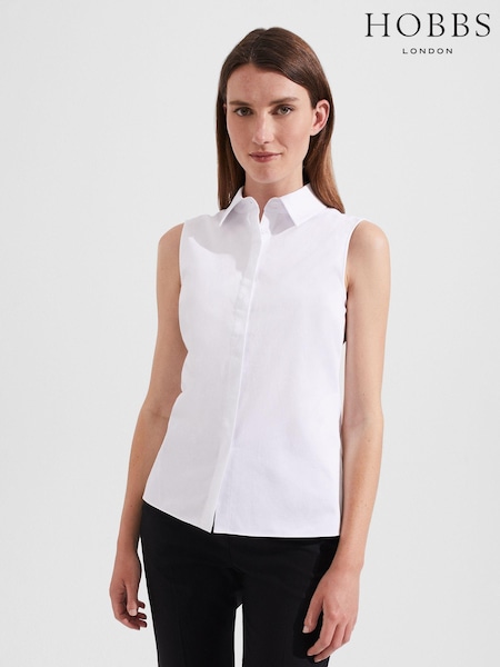Hobbs White Sleeveless Vic Shirt (592202) | £65