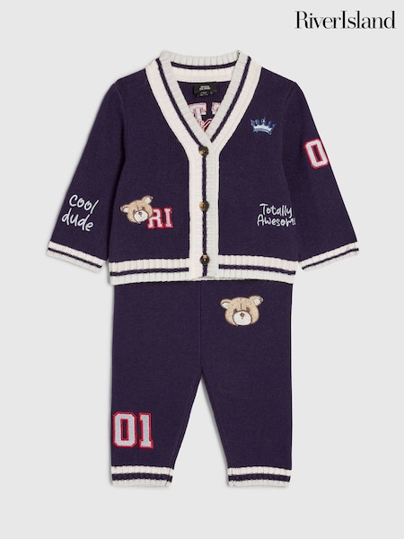 Blue - River Island Little Champ Cardigan & Trousers Set