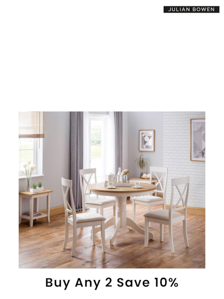 Julian Bowen Ivory Davenport Dining Table and 4 Chairs Set (593444) | £605