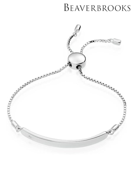 Beaverbrooks Children's Mini B Silver Diamond ID Bracelet (594005) | £125