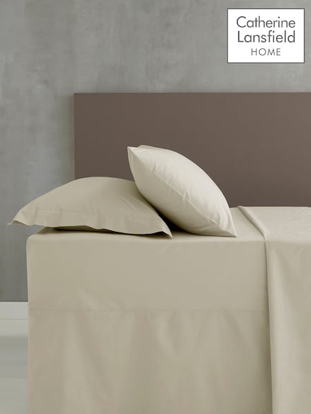 Catherine Lansfield Cream Percale Extra Deep Fitted Sheet (594064) | £16 - £20