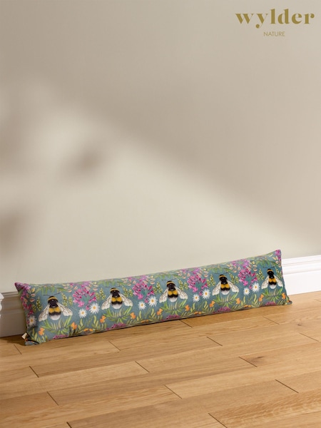 Wylder Blue Zinnia Bee Velvet Draught Excluder Cushion (594080) | £22