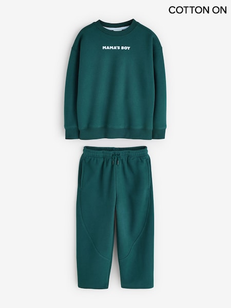 Green - Cotton On Sammy Oversize Crew & Barrel Trackpant Set