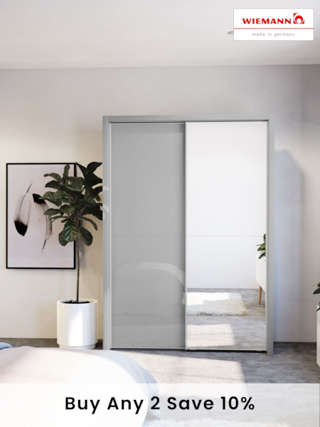 Wiemann Grey Peyton Glass and Mirror Sliding 1.6m Sliding Semi Fitted Wardrobe (594671) | £1,075
