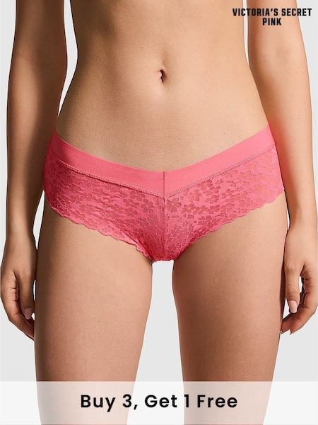 Victoria's Secret PINK Coral Pink Hipster No Show Lace Knickers (595165) | £9