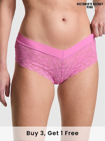 Victoria's Secret PINK Fuchsia Pink Hipster No Show Lace Knickers (595641) | £9