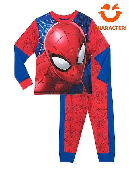 Character Red Spiderman Marvel Printed Long Sleeve 100% Cotton Pyjamas (596205) | £19