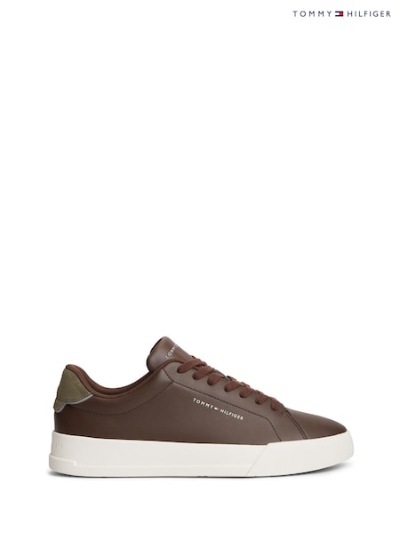 Brown - Regular Tommy Hilfiger Court Essential Leather Trainers