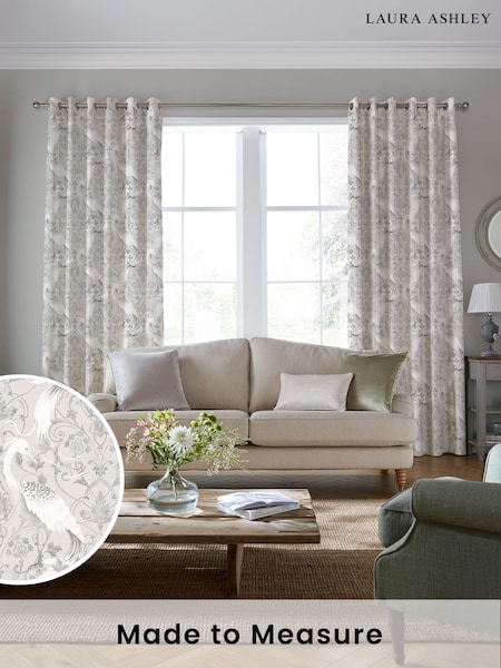Laura Ashley Silver Tregaron Made to Measure 100% Cotton Curtains (596566) | £100
