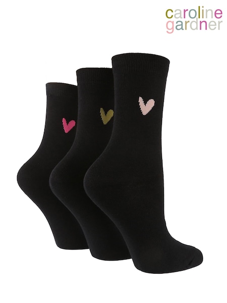 Caroline Gardner Black Signature Heart Socks (598083) | £14