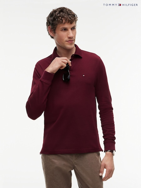 Red - Regular Tommy Hilfiger 1985 Regular Fit Long Sleeve Polo Shirt