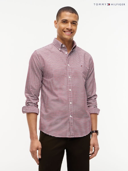 Red - Regular Tommy Hilfiger Regular Fit Gingham Check Oxford Shirt