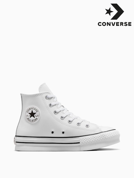 Converse White Junior All Star EVA Lift Leather Trainers (599484) | £55
