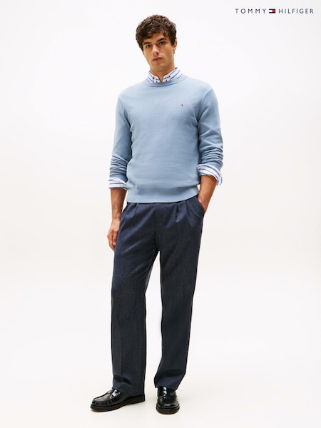 Brisk Blue - Regular Tommy Hilfiger Crew Neck Jumper With Cashmere