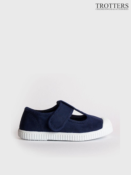 Trotters London Navy Blue Champ Canvas Shoes (599679) | £30 - £34
