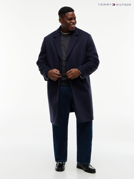 Blue - Regular Tommy Hilfiger Plus New York Label Wool Blend Coat