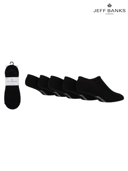 Jeff Banks Black Super Low Cut Shoe Liners Socks 5 Pack (600521) | £14