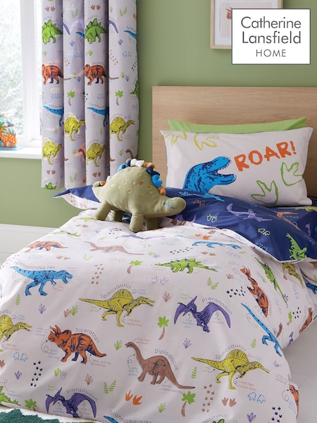 Catherine Lansfield Natural Prehistoric Dinosaurs Reversible Duvet Cover Set (600639) | £14 - £23