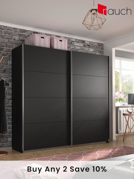 Rauch Dark Grey 1.8m Sliding Cameron Wood Sliding Semi Fitted Wardrobe (600899) | £620