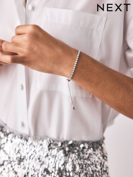 Silver Tone - Sparkle Pully Bracelet
