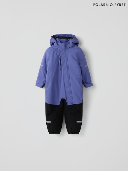 Blue - Polarn O. Pyret Waterproof Padded Overall Snowy Puddlesuit