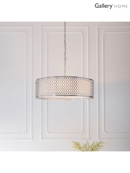 Gallery Home Silver Pendant Keela Ceiling Light (602316) | £153
