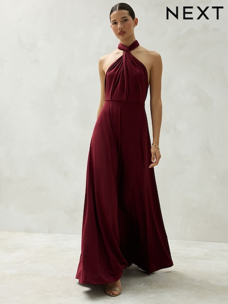 Burgundy Red - Jersey Multiway Wedding Guest Bridesmaid Maxi Dress