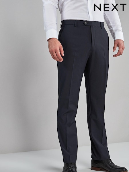 Navy Blue Regular Fit Stretch Smart Trousers (603745) | £24