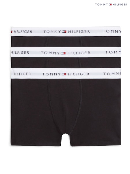 Black - Tommy Hilfiger Signature Logo Waistband Trunks 3-pack