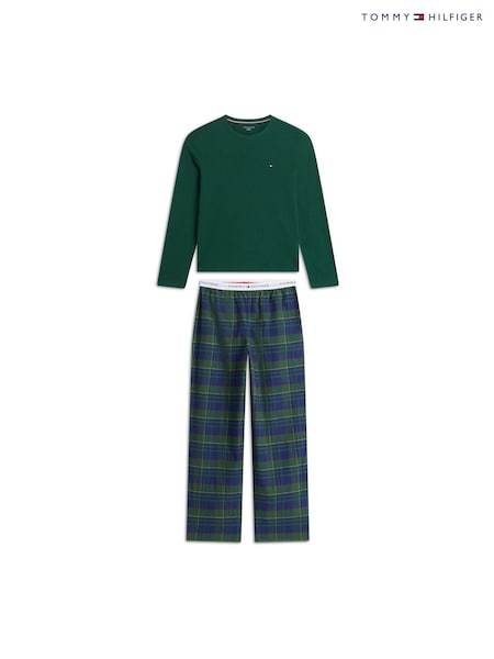 Green - Tommy Hilfiger Signature Check Long Sleeve Pyjama Set