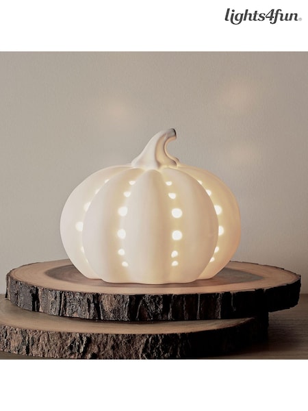 Lights4fun White Ceramic Pumpkin Light (604355) | £25