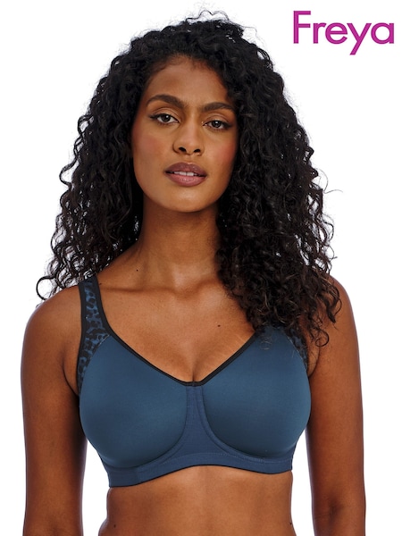 Freya Blue Midnight Leopard Print High Octane Underwire Sports Bra (604741) | £45