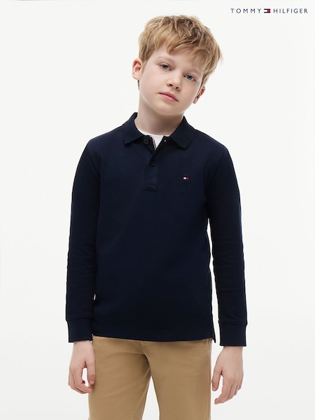 Blue - Tommy Hilfiger Essential Regular Fit Long Sleeve Polo Shirt